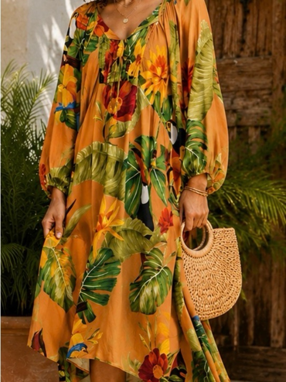 Farm Rio Tropical Desire Orange Midi Dress | Sz M | retail $235 | P2P 19’ | NWT